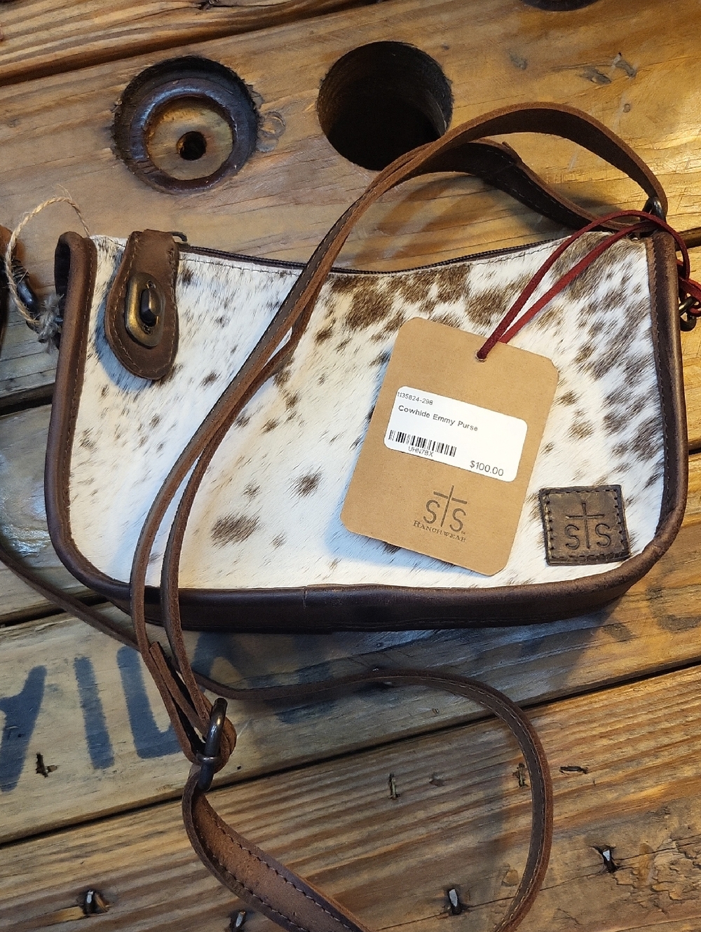 STS Ranchwear Brown & White Cowhide Crossbody